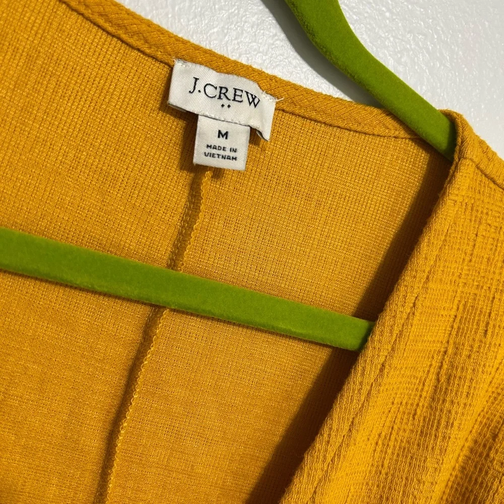 J. Crew Yellow Gold Wrap Midi Dress V-Neck Short Sleeve - Picture 2 of 9